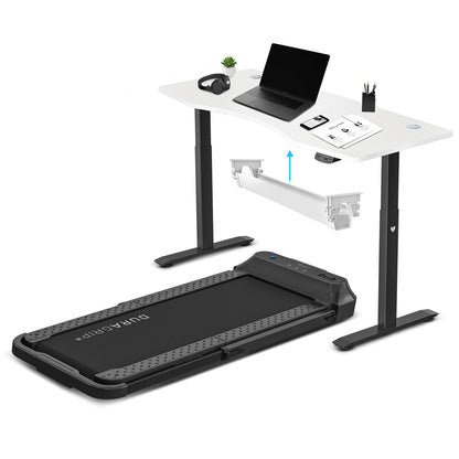Lifespan Fitness V-FOLD Treadmill with ErgoDesk Automatic Standing Desk 1800mm in White/Black with Cable Management - Cosy Abode