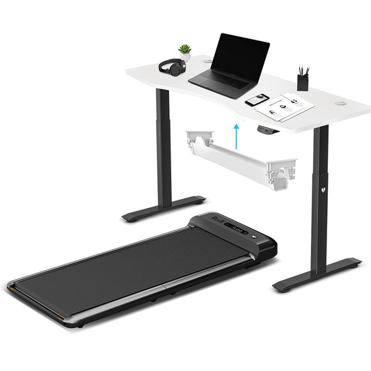 Lifespan Fitness WalkingPad M2 Treadmill with ErgoDesk Automatic White Standing Desk 1500mm + Cable Management Tray - Cosy Abode