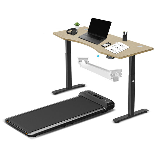 Lifespan Fitness WalkingPad M2 Treadmill with ErgoDesk Automatic Oak Standing Desk 1500mm + Cable Management Tray - Cosy Abode