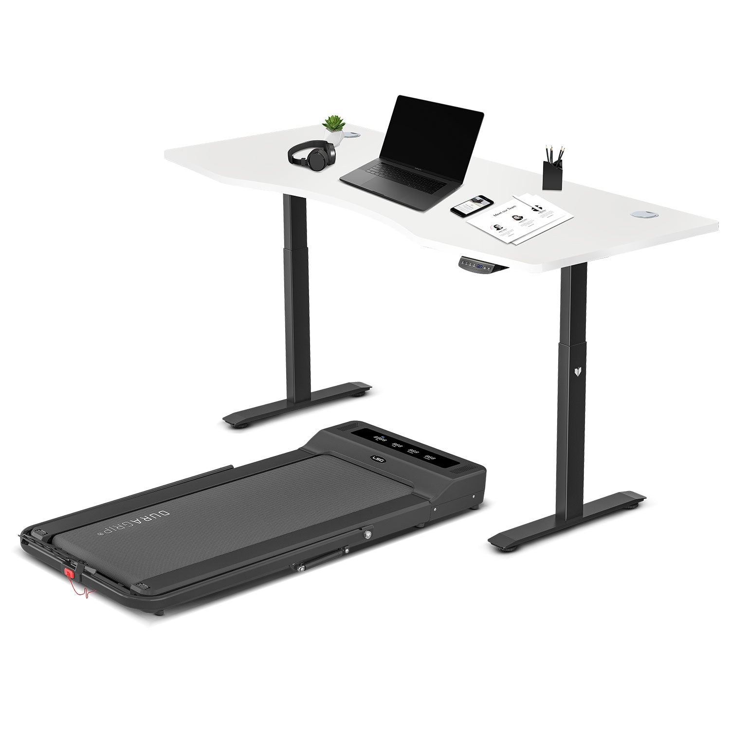 LSG Nimbus Walking Pad Treadmill + ErgoDesk Automatic Standing Desk 1800mm (White) - Cosy Abode