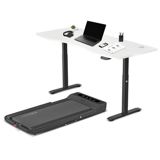 LSG Nimbus Walking Pad Treadmill + ErgoDesk Automatic Standing Desk 1800mm (White) - Cosy Abode