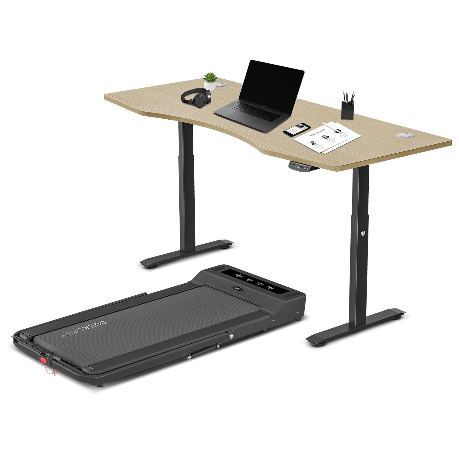 LSG Nimbus Walking Pad Treadmill + ErgoDesk Automatic Standing Desk 1800mm (Oak) - Cosy Abode