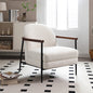 Denmark Arm Chair Polyester Fabric Upholstery Wooden Structure Solid Foam Black Metal Legs - Cosy Abode