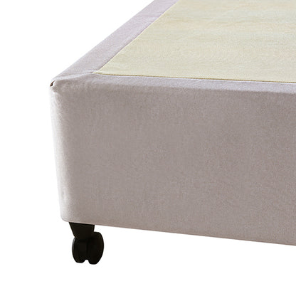 Mattress Base Ensemble Double Size Solid Wooden Slat in Beige with Removable Cover - Cosy Abode