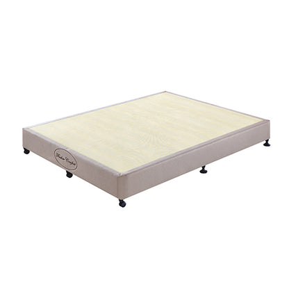 Mattress Base Ensemble Queen Size Solid Wooden Slat in Beige with Removable Cover - Cosy Abode