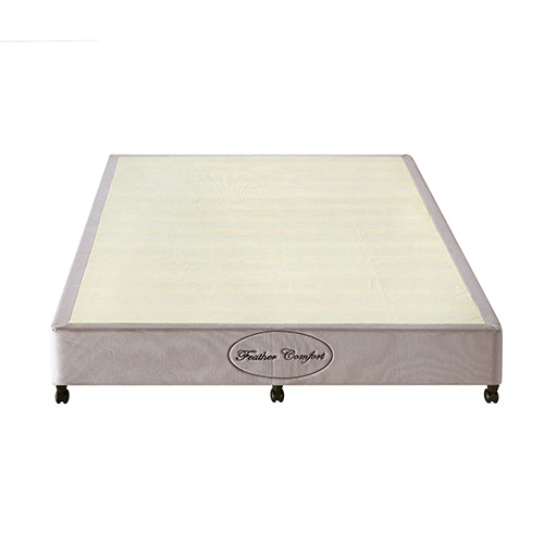 Mattress Base Ensemble Queen Size Solid Wooden Slat in Beige with Removable Cover - Cosy Abode