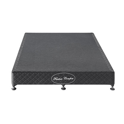 Mattress Base Ensemble Queen Size Solid Wooden Slat in Charcoal with Removable Cover - Cosy Abode