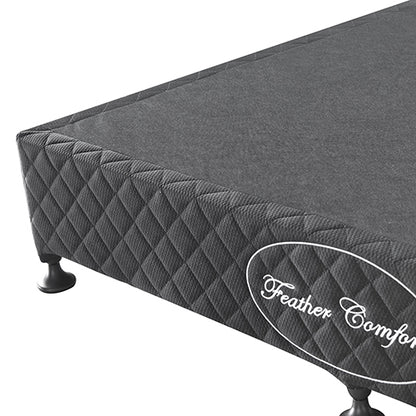 Mattress Base Ensemble Queen Size Solid Wooden Slat in Charcoal with Removable Cover - Cosy Abode