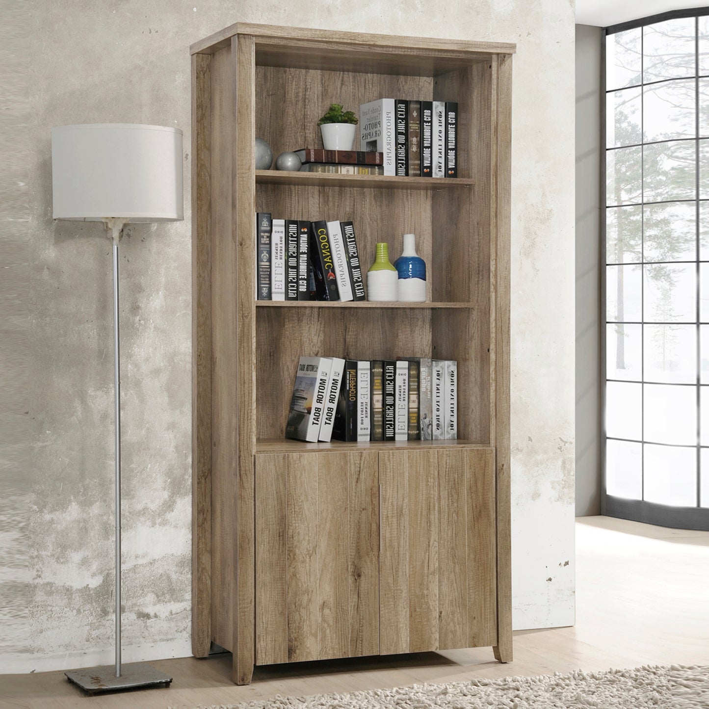 Display Shelf Book Case Stand Bookshelf Natural Wood like MDF in Oak Colour - Cosy Abode