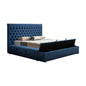 Queen Size Bedframe Velvet Upholstery Deep Blue Colour Tufted Headboard Deep Quilting - Cosy Abode