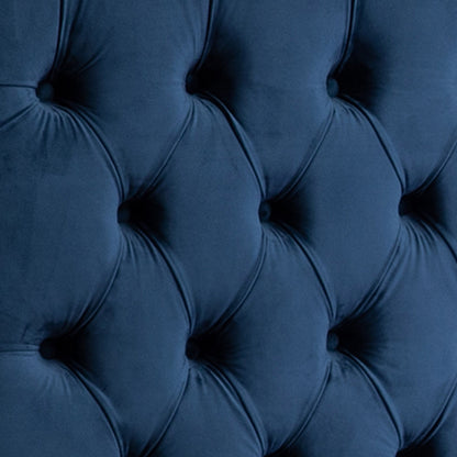 Queen Size Bedframe Velvet Upholstery Deep Blue Colour Tufted Headboard Deep Quilting - Cosy Abode