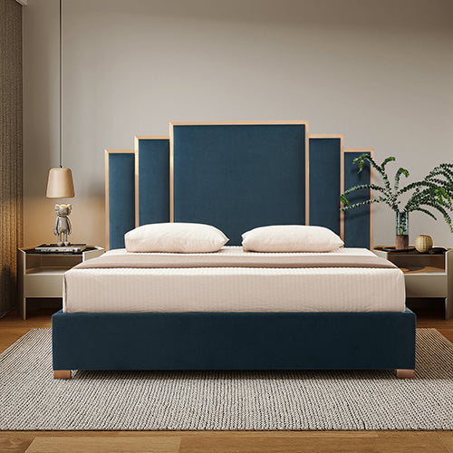 Austin Bed Frame King Size Padded Fabric Upholstery with High Quality Slats - Turquoise - Cosy Abode