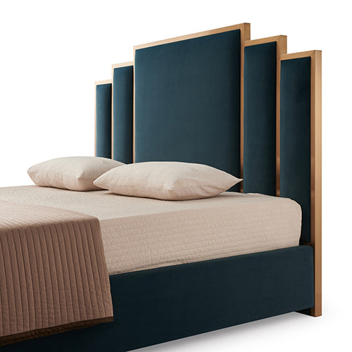 Austin Bed Frame King Size Padded Fabric Upholstery with High Quality Slats - Turquoise - Cosy Abode