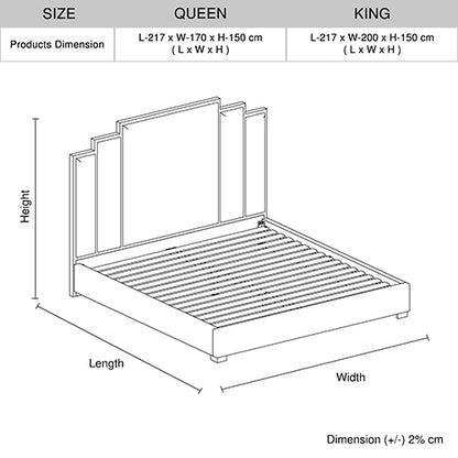 Austin Bed Frame King Size Padded Fabric Upholstery with High Quality Slats - Turquoise - Cosy Abode