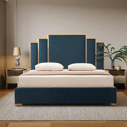 Austin Bed Frame Queen Size Padded Fabric Upholstery with High Quality Slats - Turquoise - Cosy Abode