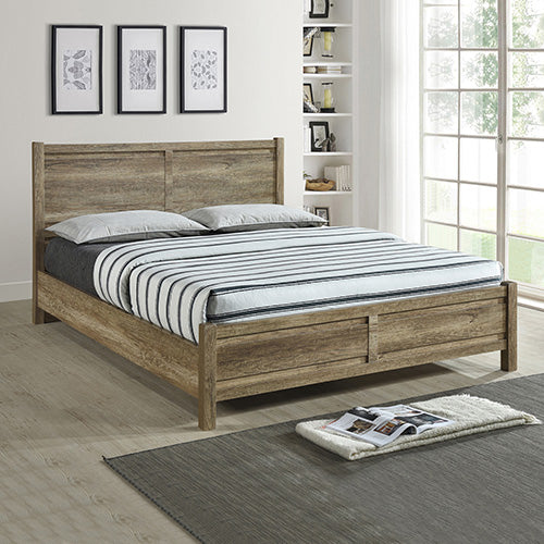 Double Size Bed Frame Natural Wood like MDF in Oak Colour - Cosy Abode