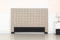 Bed Head King Beige Headboard Upholstery Fabric Tufted Buttons - Cosy Abode