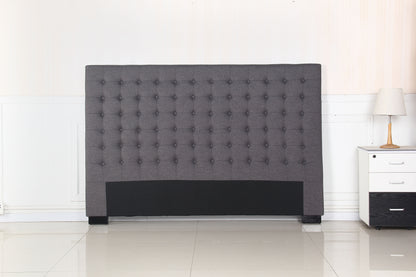 Bed Head King Charcoal Headboard Upholstery Fabric Tufted Buttons - Cosy Abode