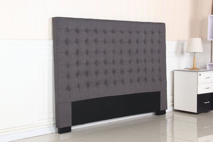 Bed Head King Charcoal Headboard Upholstery Fabric Tufted Buttons - Cosy Abode