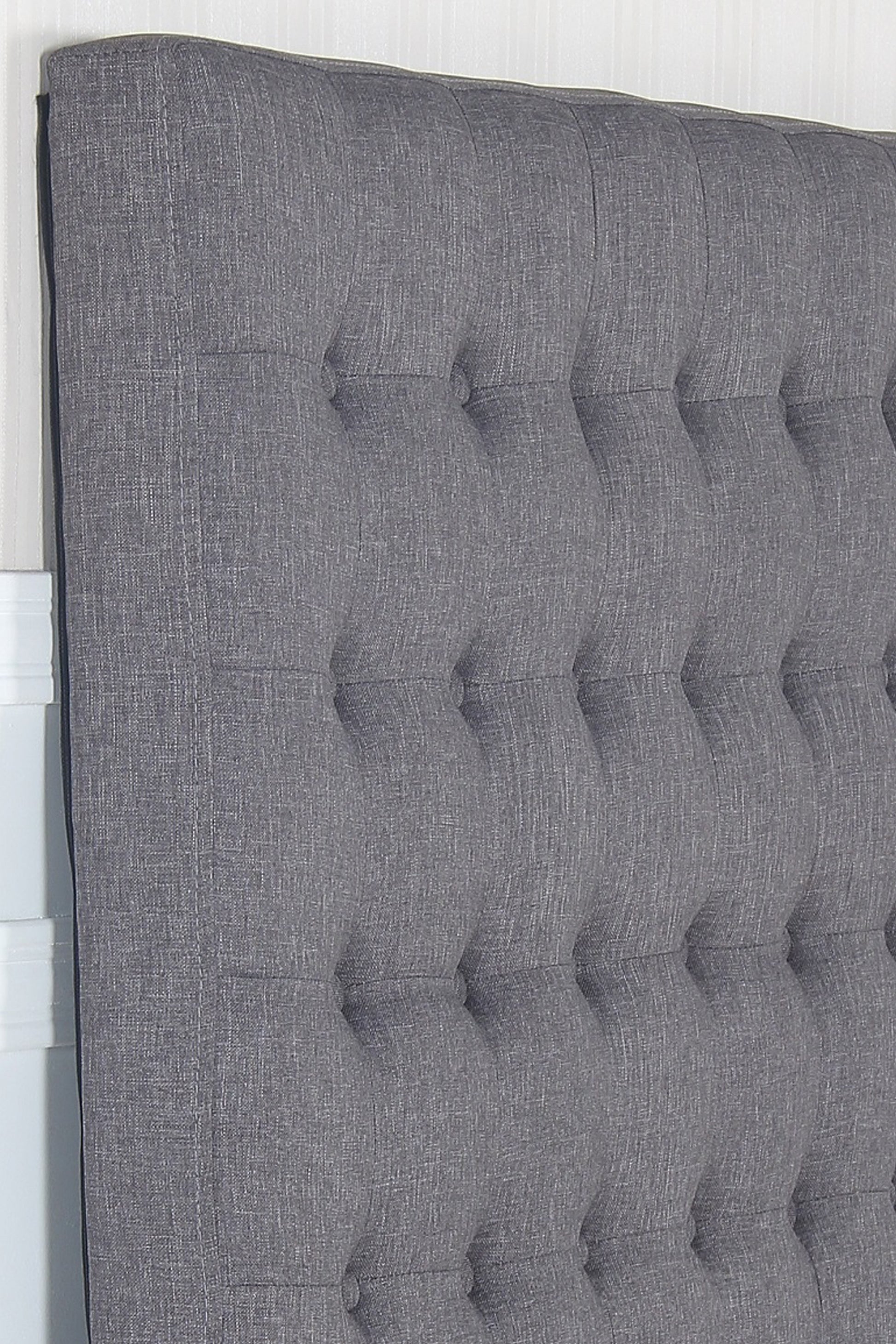 Bed Head Queen Charcoal Headboard Upholstery Fabric Tufted Buttons - Cosy Abode