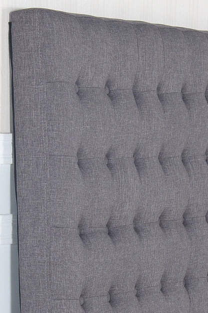 Bed Head Queen Charcoal Headboard Upholstery Fabric Tufted Buttons - Cosy Abode