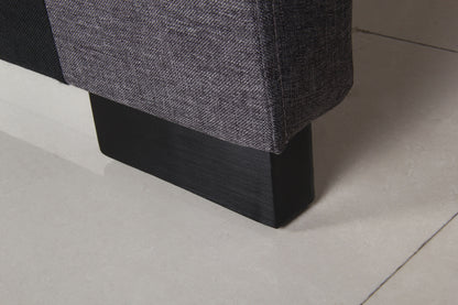 Bed Head Queen Charcoal Headboard Upholstery Fabric Tufted Buttons - Cosy Abode