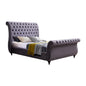 King Size Sleigh Bedframe Velvet Upholstery Grey Colour Tufted Headboard And Footboard Deep Quilting - Cosy Abode