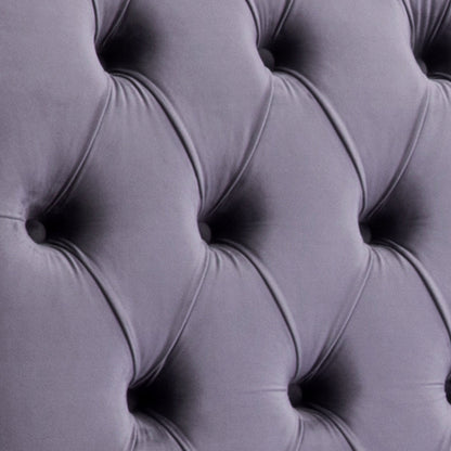 Queen Size Sleigh Bedframe Velvet Upholstery Grey Colour Tufted Headboard And Footboard Deep Quilting - Cosy Abode