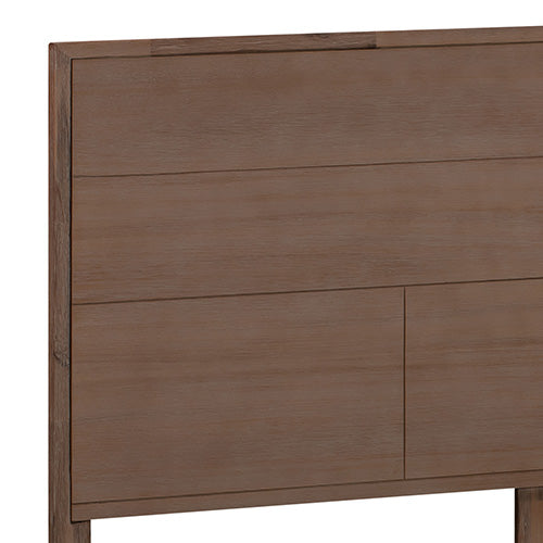 King size Bed Frame Solid Wood Acacia Veneered Bedroom Furniture Steel Legs - Cosy Abode