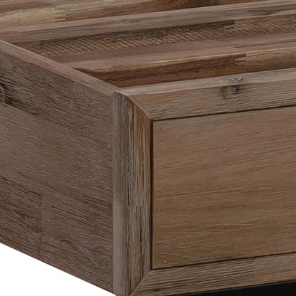 King size Bed Frame Solid Wood Acacia Veneered Bedroom Furniture Steel Legs - Cosy Abode