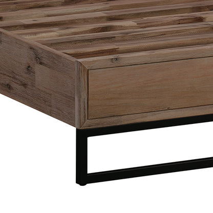 King size Bed Frame Solid Wood Acacia Veneered Bedroom Furniture Steel Legs - Cosy Abode