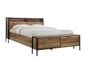 Queen Size Storage Bed Farme in Oak Colour with Particle Board Contraction and Metal Legs - Cosy Abode