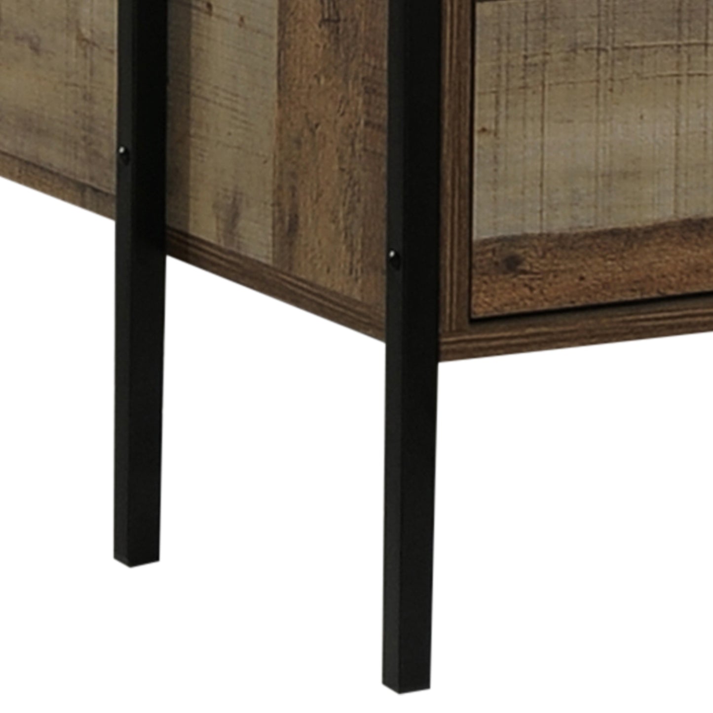 Queen Size Storage Bed Farme in Oak Colour with Particle Board Contraction and Metal Legs - Cosy Abode