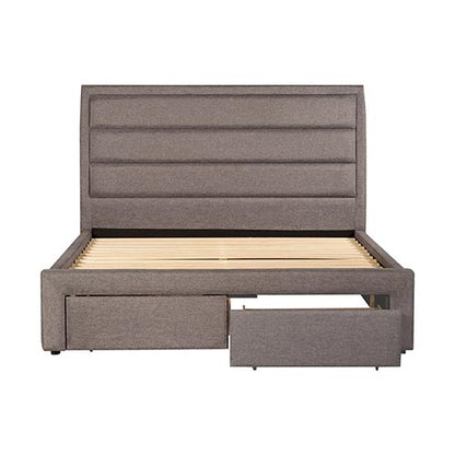Storage Bed Frame Queen Size Upholstery Fabric in Light Grey with Base Drawers - Cosy Abode