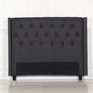 Bed Head Queen Charcoal Headboard Upholstery Fabric Studded Buttons - Cosy Abode