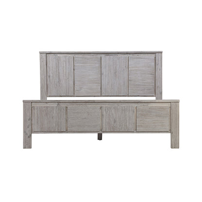Queen Size Bed Frame with Solid Acacia Wood Veneered Construction in White Ash Colour - Cosy Abode