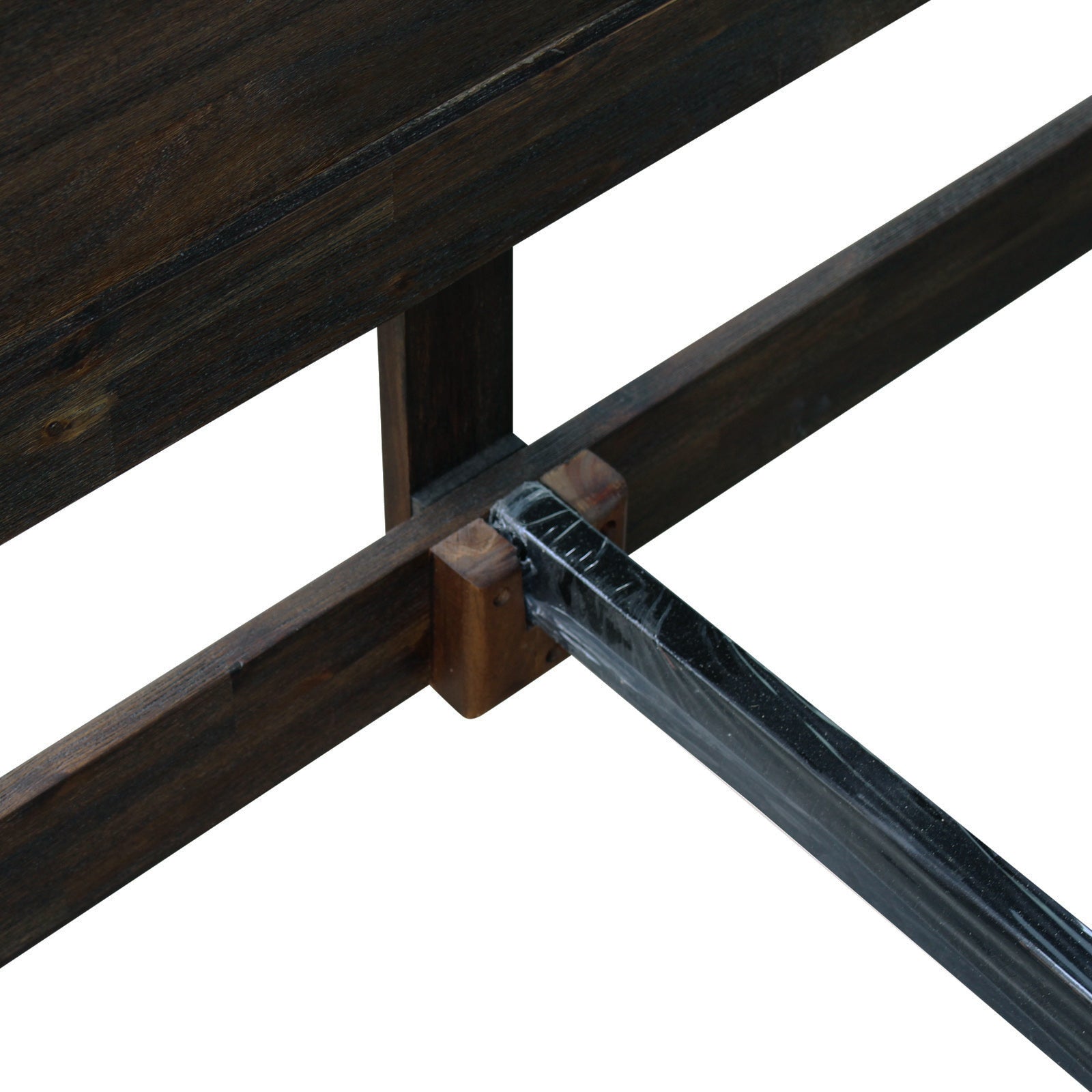 Bed Frame Double Size in Solid Wood Veneered Acacia Bedroom Timber Slat in Chocolate - Cosy Abode