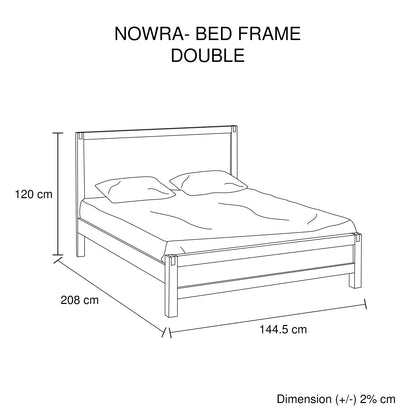 Bed Frame Double Size in Solid Wood Veneered Acacia Bedroom Timber Slat in Chocolate - Cosy Abode