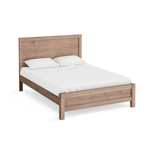 Bed Frame King Size in Solid Wood Veneered Acacia Bedroom Timber Slat in Oak - Cosy Abode