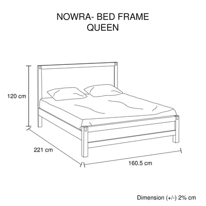 Bed Frame Queen Size in Solid Wood Veneered Acacia Bedroom Timber Slat in Chocolate - Cosy Abode
