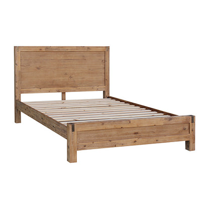 Bed Frame Queen Size in Solid Wood Veneered Acacia Bedroom Timber Slat in Oak - Cosy Abode