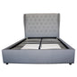 Bed Frame Queen Size in Grey Fabric Upholstered French Provincial High Bedhead - Cosy Abode