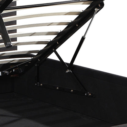Gas Lift Queen Size Storage Bed Frame Upholstery Fabric in Black Colour with Tufted Headboard - Cosy Abode