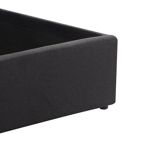 Gas Lift Queen Size Storage Bed Frame Upholstery Fabric in Black Colour with Tufted Headboard - Cosy Abode