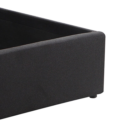 Gas Lift Queen Size Storage Bed Frame Upholstery Fabric in Black Colour with Tufted Headboard - Cosy Abode