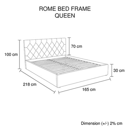 Gas Lift Queen Size Storage Bed Frame Upholstery Fabric in Black Colour with Tufted Headboard - Cosy Abode