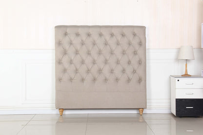 Bed Head Double Size French Provincial Headboard Upholsterd Fabric Beige - Cosy Abode