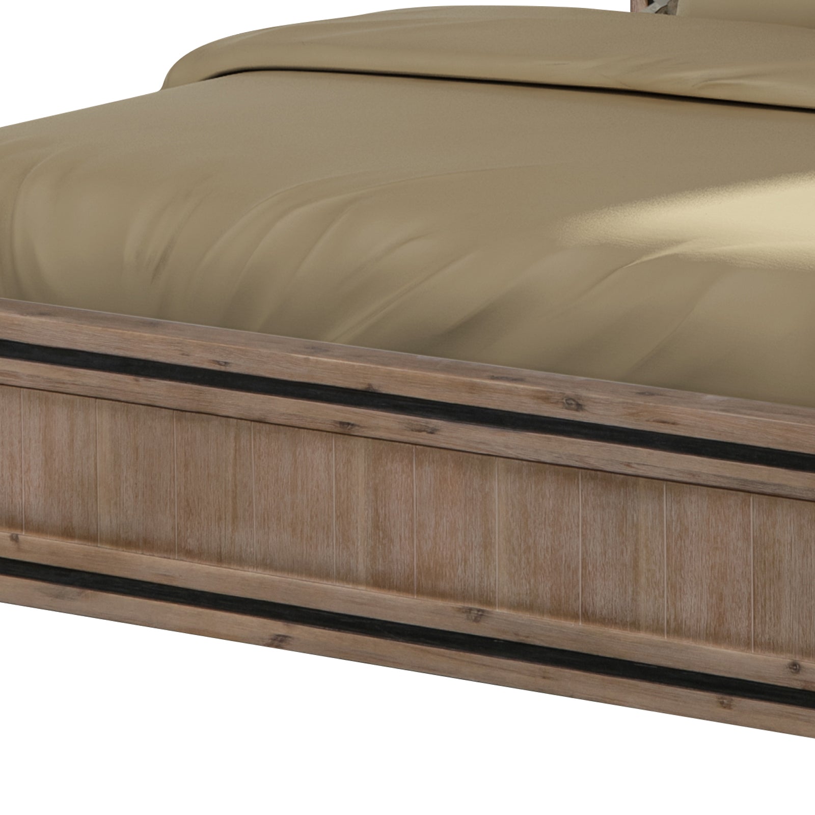 King Size Silver Brush Bed Frame in Acacia Wood Construction - Cosy Abode