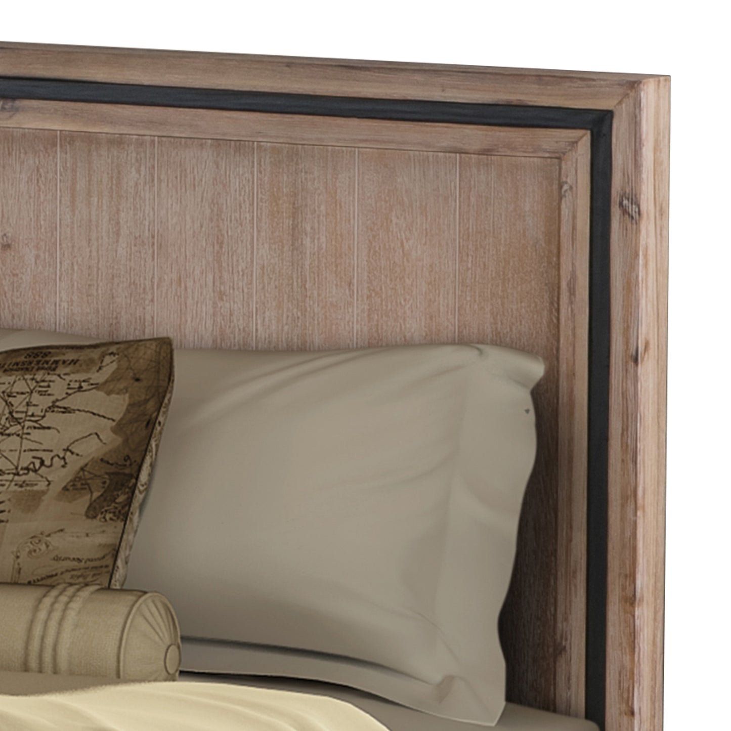 King Size Silver Brush Bed Frame in Acacia Wood Construction - Cosy Abode