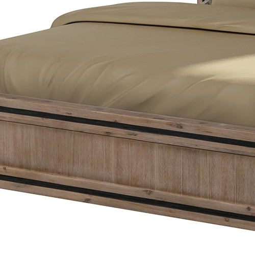 Queen Size Silver Brush Bed Frame in Acacia Wood Construction - Cosy Abode